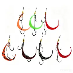 50PCS Silicone Skirt Jig Replacement Twin Hook Slider Rig Spare Hooks Assist Hook Trailer Lure Octopus Mimicking Set Size #13