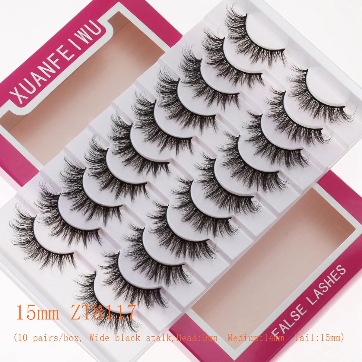 Xuanfeiwu Slanted Eye Tail Elongated Fluffy 5D Realistic Hard Stem Eyelashes Natural One-Piece Full Strip Stage Performance False Eyelashes Halloween Party Eyelashes