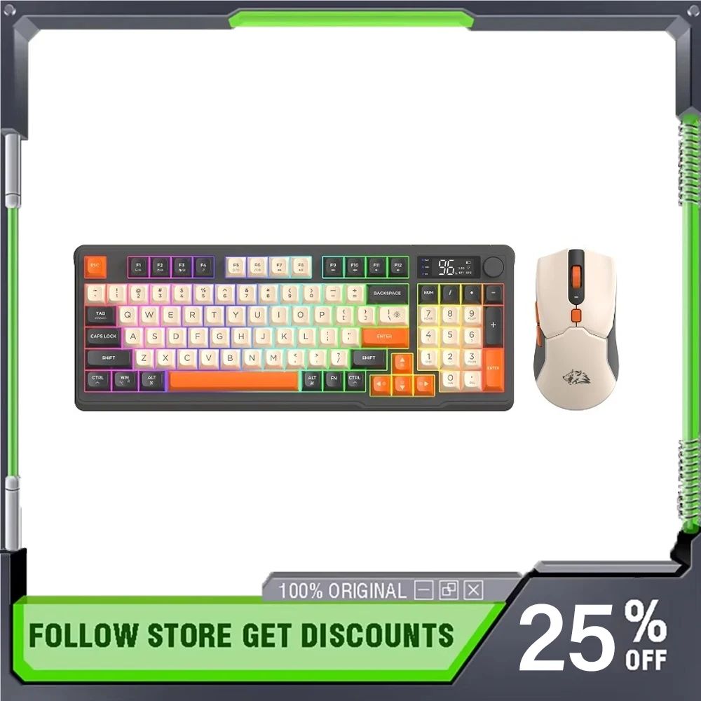 

FreeWolf T96 Wireless Bluetooth Mechanical Keyboard and Mouse Set Dual Mode Hot-swappable Customized E-sports Gaming Keyboard