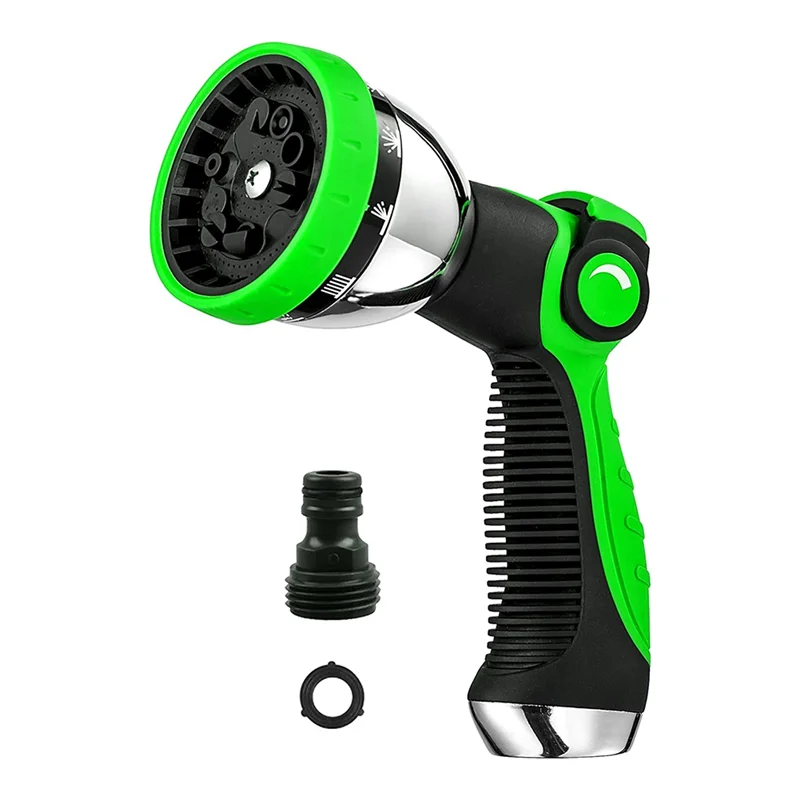 Garden Hose Nozzle Spray Nozzle,10 Hose Metal Duty Watering Patterns Thumb Control on Off Valve Water Green