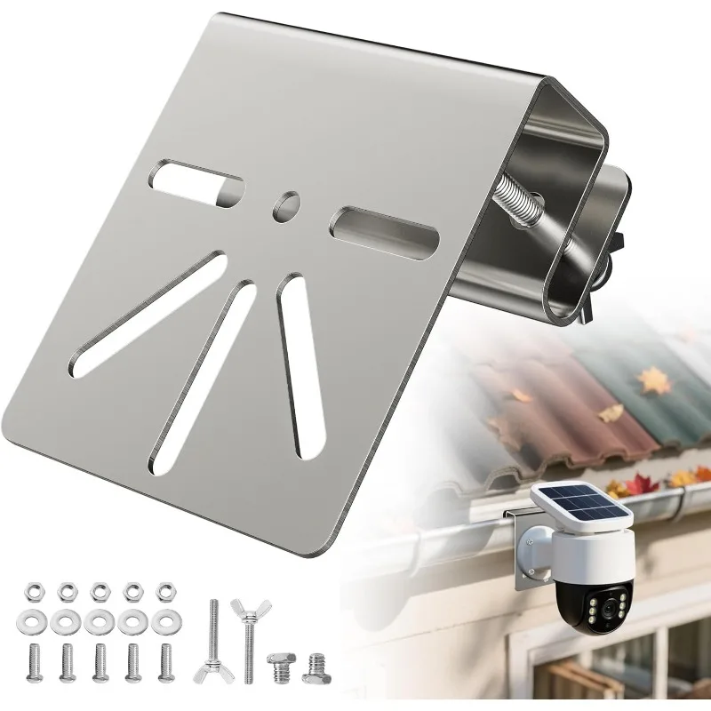 No Drill Stainless Steel Gutter Mount Rust Proof Bracket For Eufy Solocam S340 Ptz Dome Security Camera Portable Holder