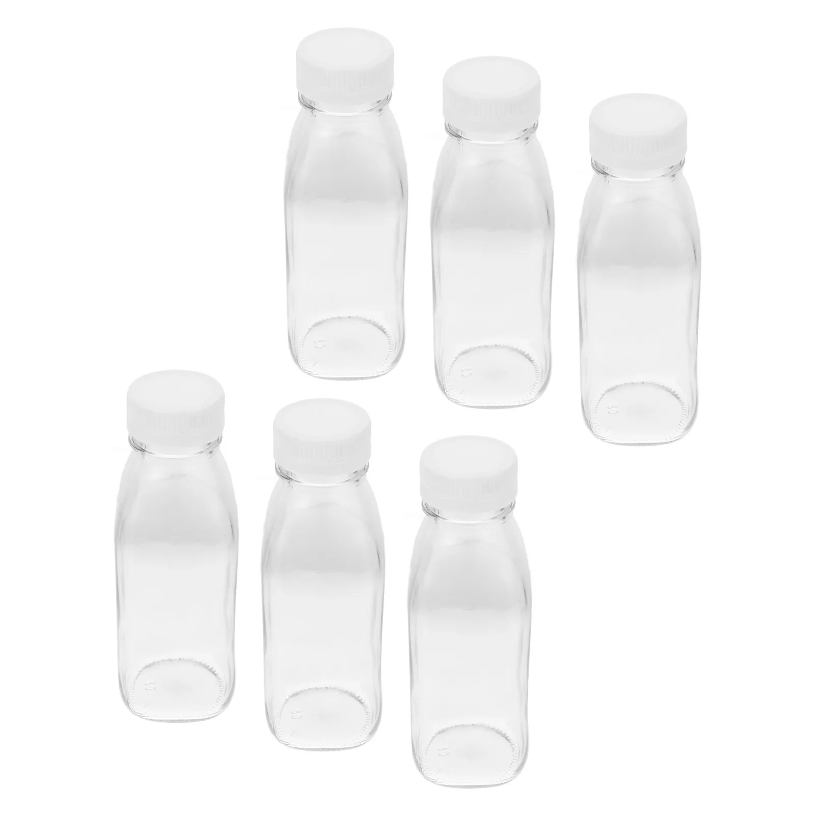 6Pcs Premium Glass Juice Bottles Leakproof Spill Proof Lids for Milk Smoothie Yogurt Storage School Office Fridge Use Small