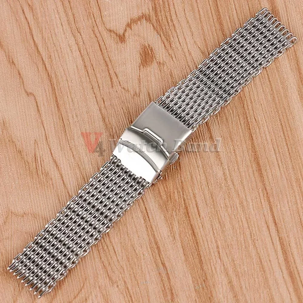 4.0mm Mesh Shark Adjustable Bracelet Diving Milanese Luxury Strap Replacement Solid Stainless Steel Watchband