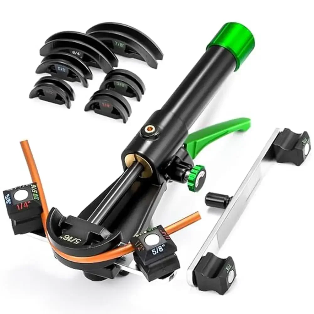 

Гидравлический медный трубогиб, набор инструментов для труб HVAC 90 ° Изгиб 7-матриц для холодильника, воздушный комплект изгиба 1/4–7/8 дюйма, компактный, мощный, широкий