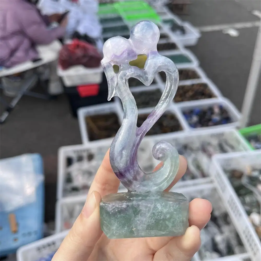 Natural Quartz Lover Creativity Statue Fengshui Healing Crystal Sculpture Home Decorative Energy Gift
