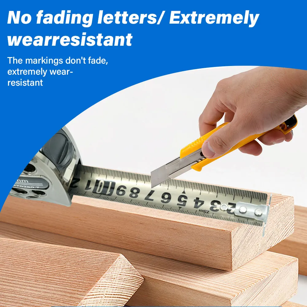 7.5m X 25mm Metric Tape Measure Stainless Steel Anti-corrosion Retractable Metric Ruler Hollow Design Woodworking Measuring Tool