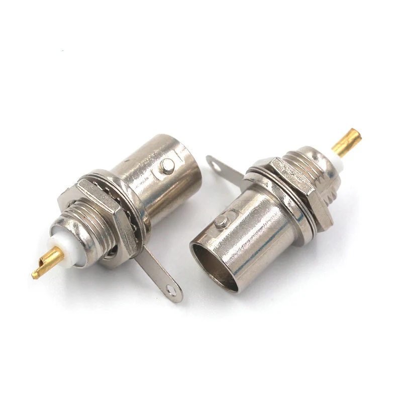 2Pcs BNC Female Socket Solder Connector Chassis Panel Mount Coaxial Cable For Welding Machine Parts