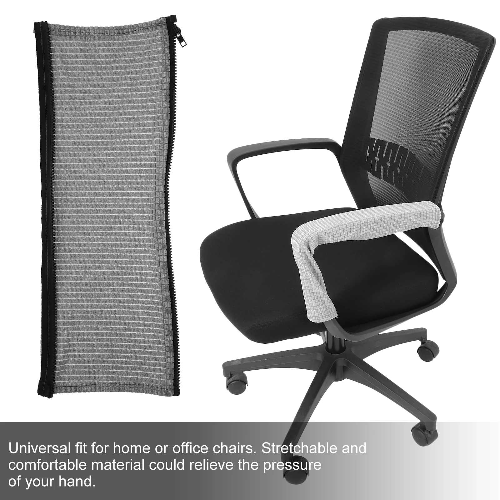 

2pcs Polyester Waterproof Computer Chair Armrest Covers Office Home Universal Fit Handle Cover for Chair Zipper Detachable Anti