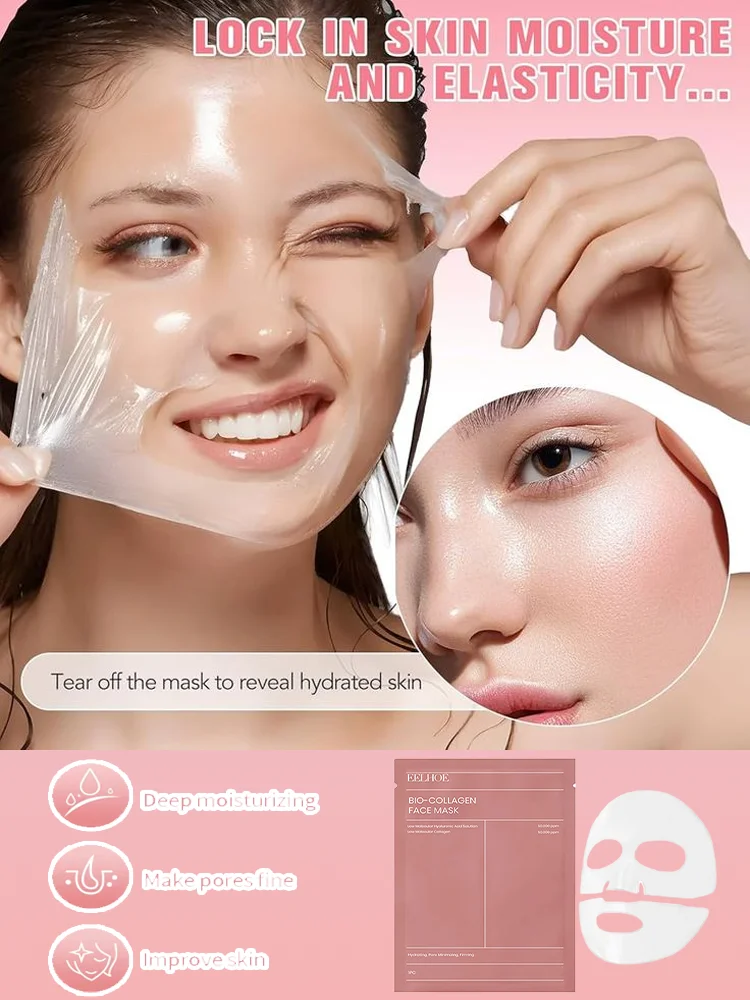 

2025 Bio Collagen Face Mask Shrink Pores Deep Hydrating Overnight Mask Moisturizing Refreshing Brightening Face Skin Care