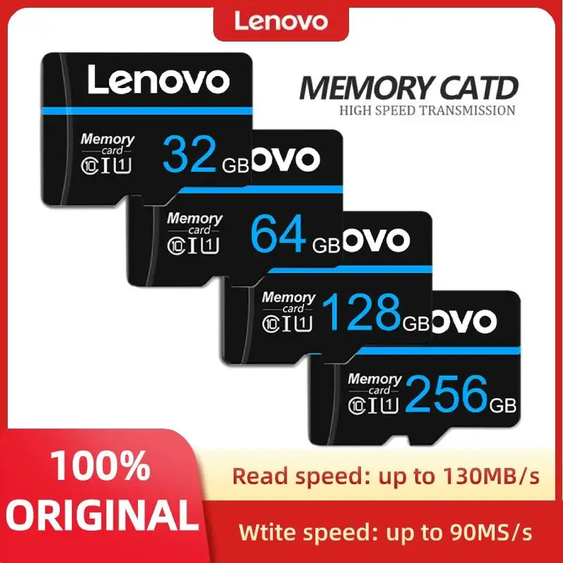 Lenovo-Cartão Micro SD com Adaptador Livre, Cartão de Memória para Telefone, Câmera, Alta Velocidade, 2TB, 1TB, 512GB, 256GB, 64GB, 128GB, TF