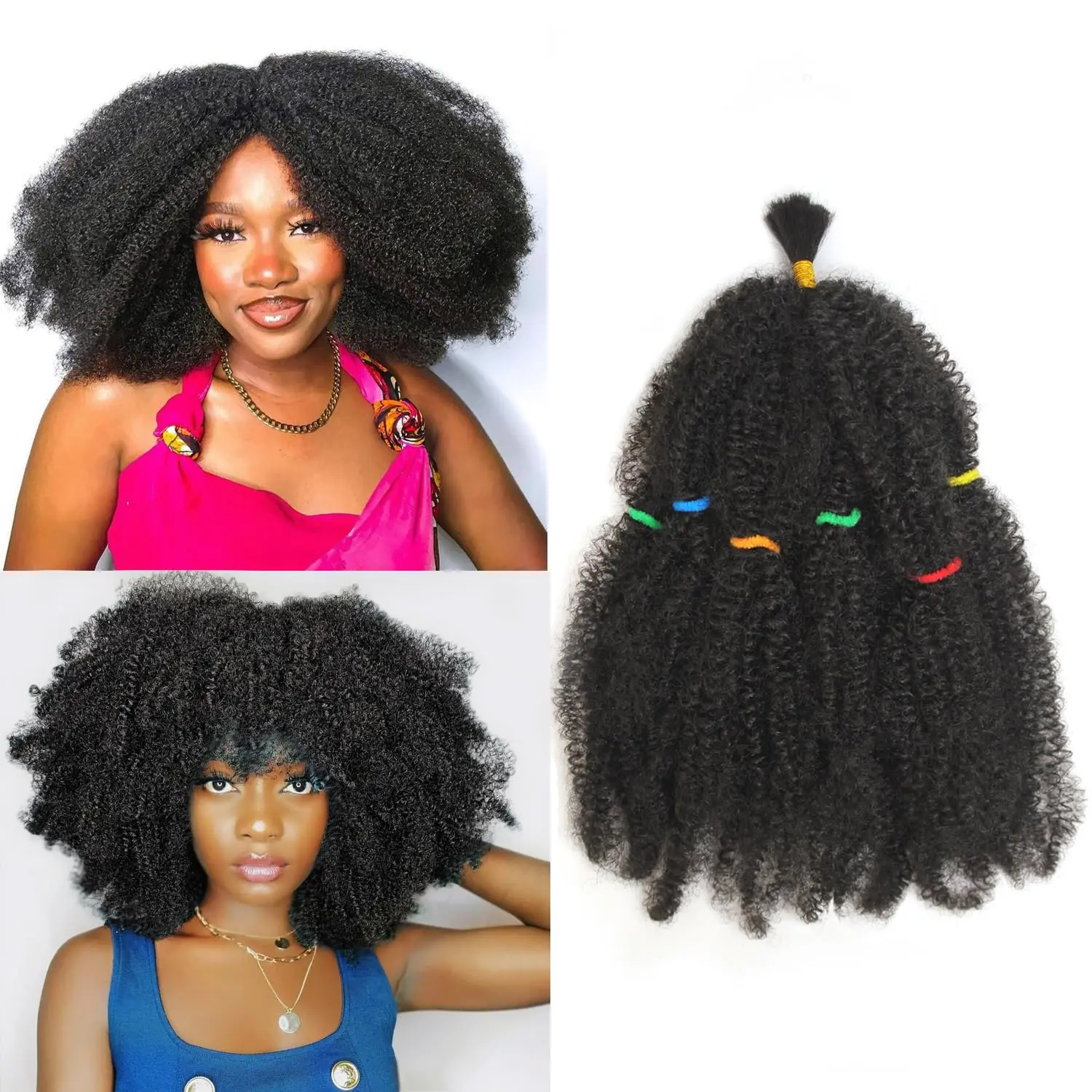 Afro Kinky Twist Hair  Curly Braiding Hair 12 Inch Pre Fluffied Afro Kinky Hair Synthetic Bulk Hair Extensions For Women