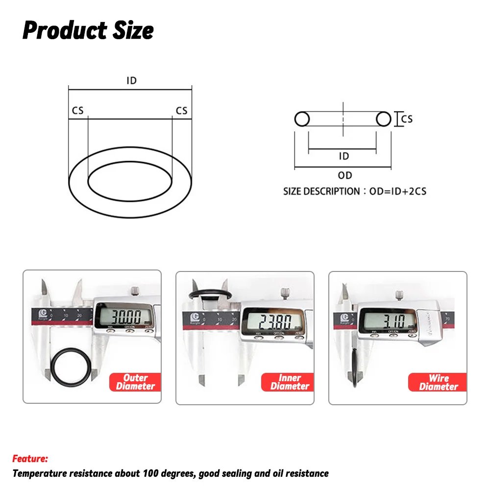 200Pcs O-ring Rubber Gaskets Seal Ring Set Nitrile Rubber High Pressure O-Rings NBR Faucet Sealing Valve O Rubber Rings Set