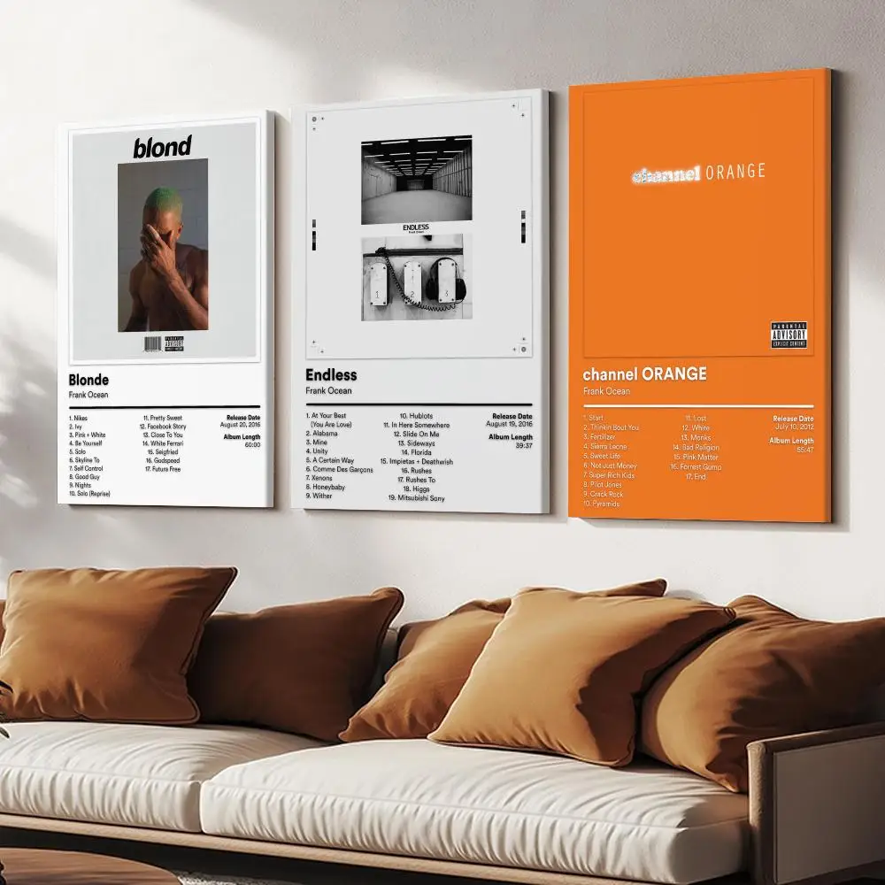 Rapper F-Frank Ocean Album Cover Painting Calligraphy Wooden Framed Canvas Poster Wall Art HD Waterproof Print Home Decor