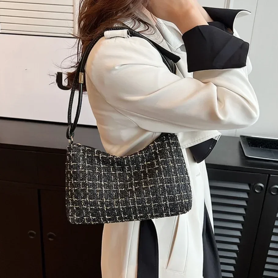 Koreanischen Stil Weiche Woll Plaid Unterarm Tasche Neue Luxus Designer Handtaschen frauen Gepäck