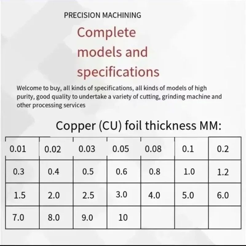 1PCS 99.93% Pure Copper Foil, 100-300mm Width High Purity Cu Sheet for R&D & Battery Electrode