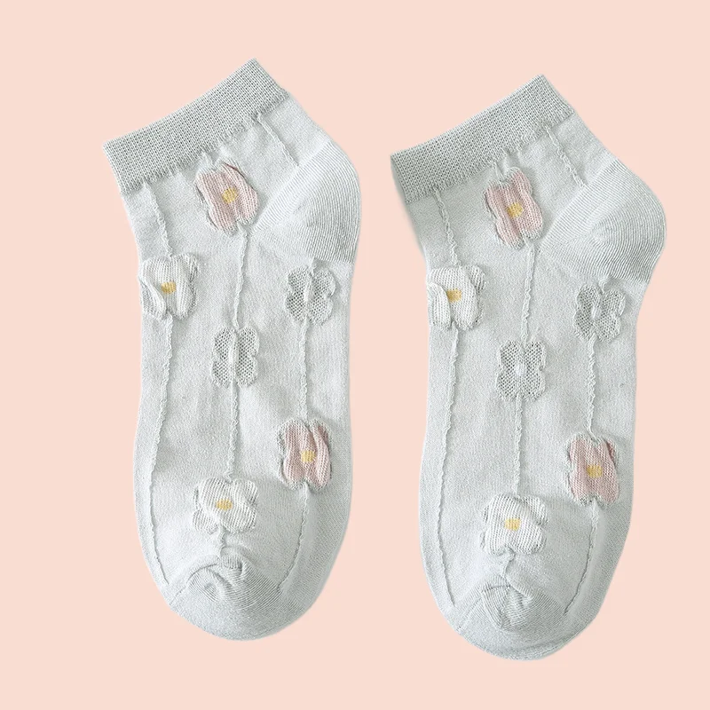 

3/6 Pairs Spring Summer Boat Socks Pastoral Style Cotton Socks Women's Socks Three-Dimensional New Small Flower Women's Socks