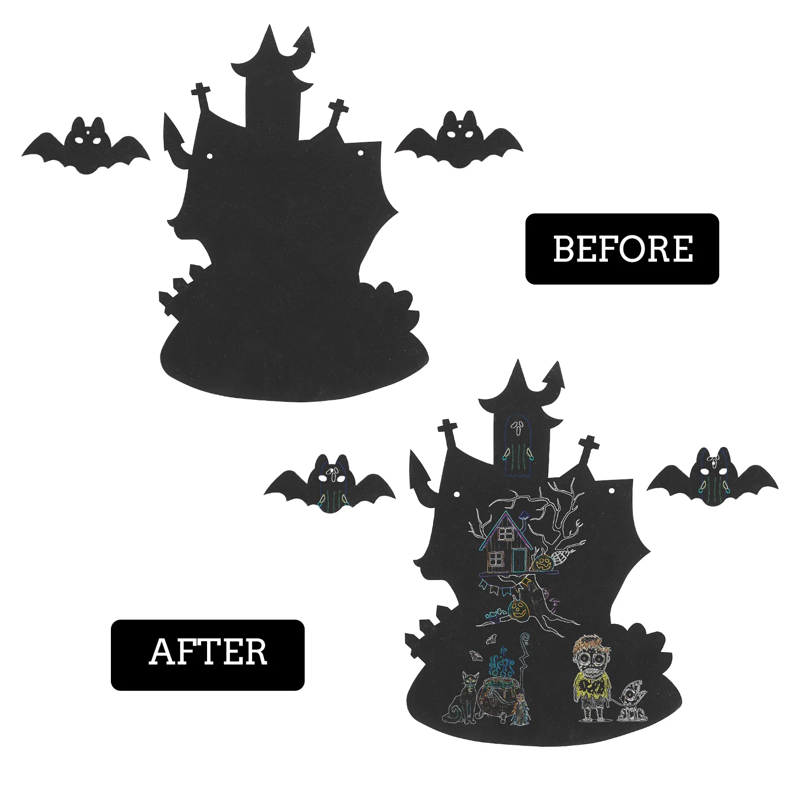 4Sets Halloween Regenboog Kraspapier Scratch It Kids DIY Party Craft Vellen School Beloning Party Supply