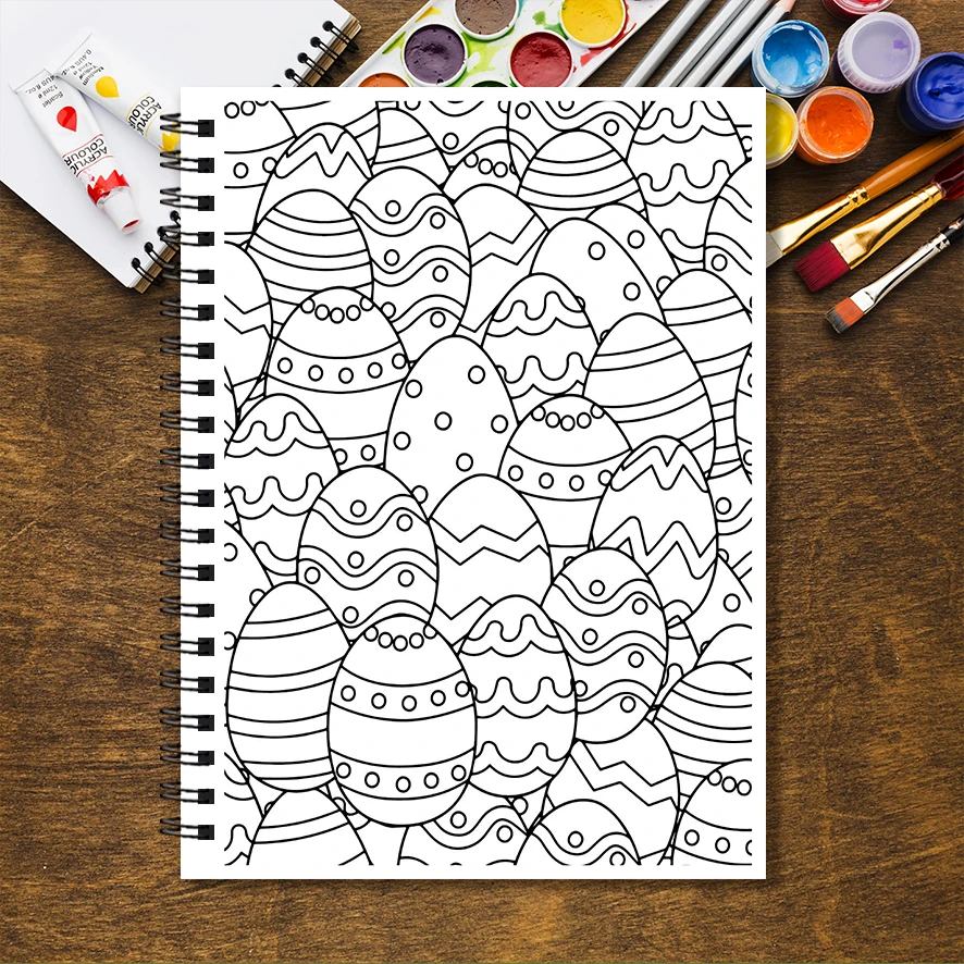 Easter Eggs Adult Coloring Book with Many Styles - 8.3x 11.2 Inch 32 Page Coloring Book - Helps Reduce Stress and Ease Emotions