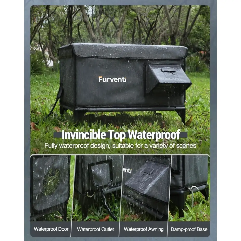 Abrigo para gatos externo isolado de inverno, à prova d'água e elevado, com porta de fuga para gatos vadios (cinza escuro, extra grande)