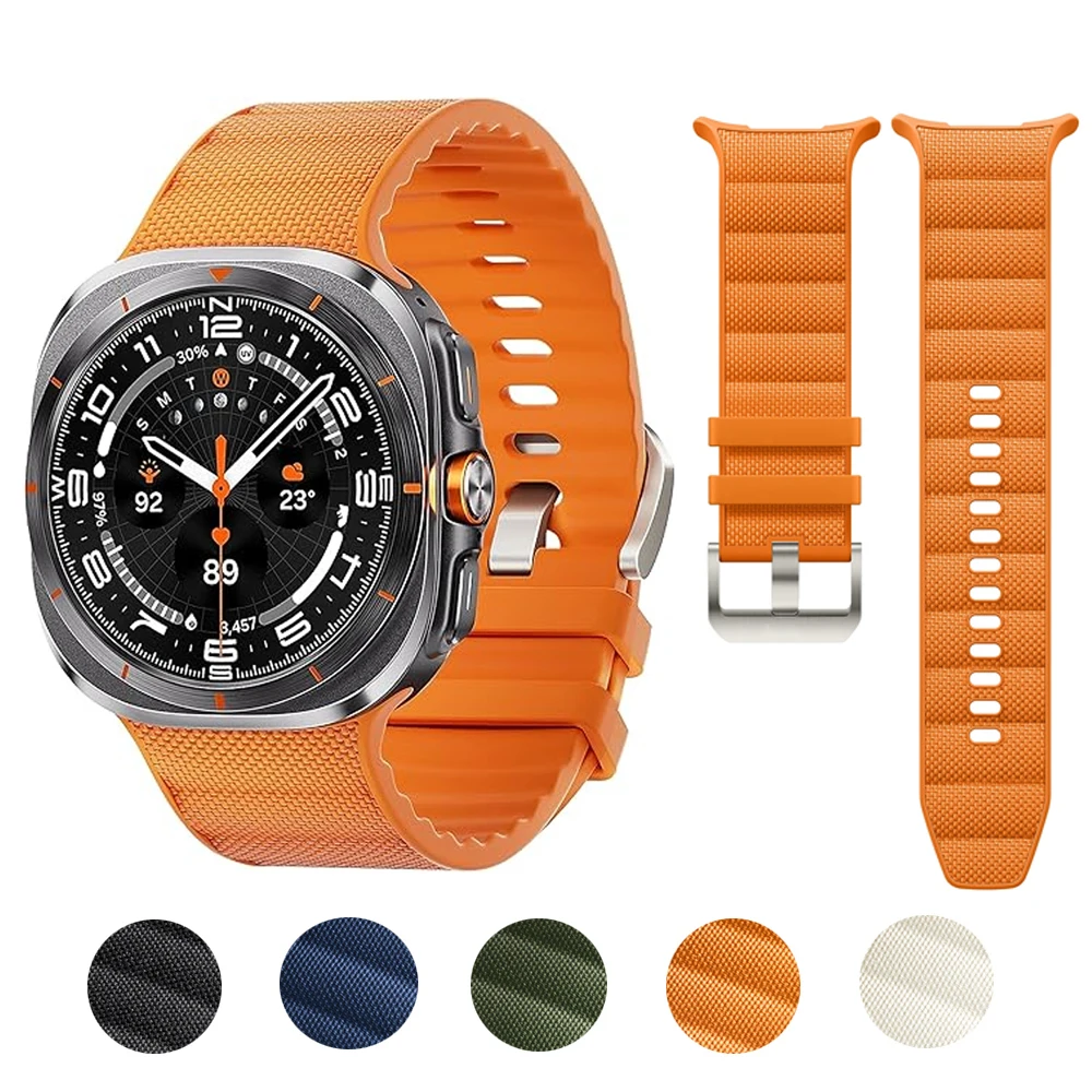 Functional Band For Samsung Galaxy Watch Ultra 47mm Original Silicone+Nylon sport correa Bracelet Galaxy Watch 7 Ultra Straps