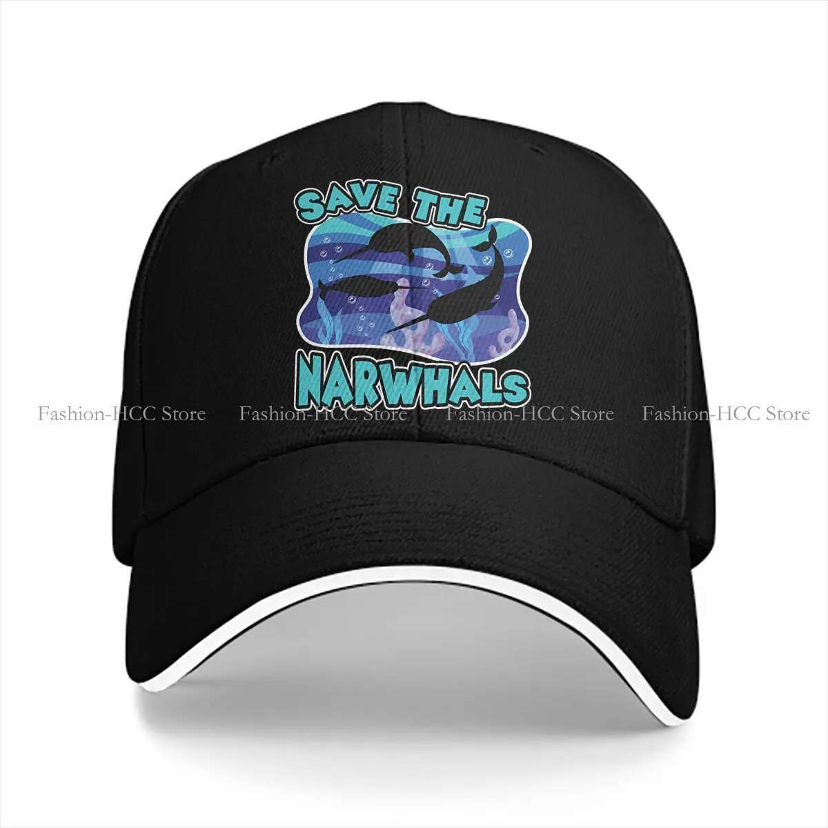 Narwhal Multicolor Hat Peaked Cap Save The Narwhals Personalized Visor Protection Hats