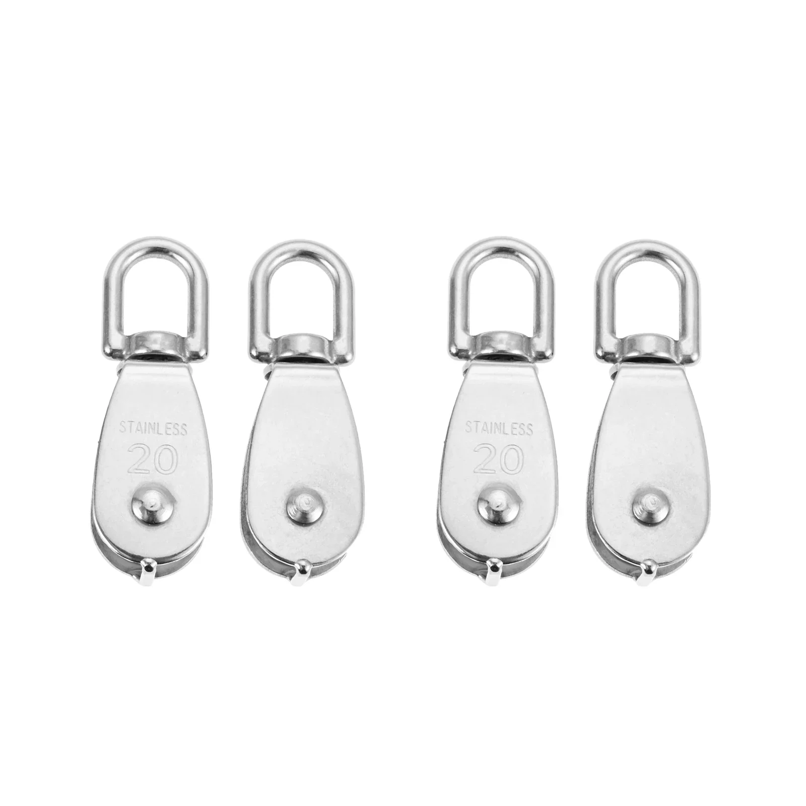 4Pcs Heavy-Duty Stainless Steel M15/M20 Marine Single Wheel Swivel Pulley Block Lifting Rope Pulley for Heavy Duty Cable Rope