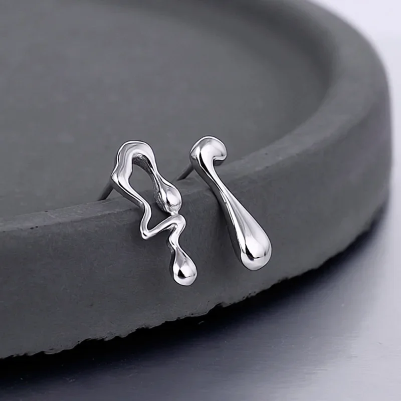 Ables-Boucles d'Oreilles Pendantes Ondulées en Argent 925 Massif pour Femme, Clous Liquides, Couleur Or 18K, ixUnique, Chic, E1155