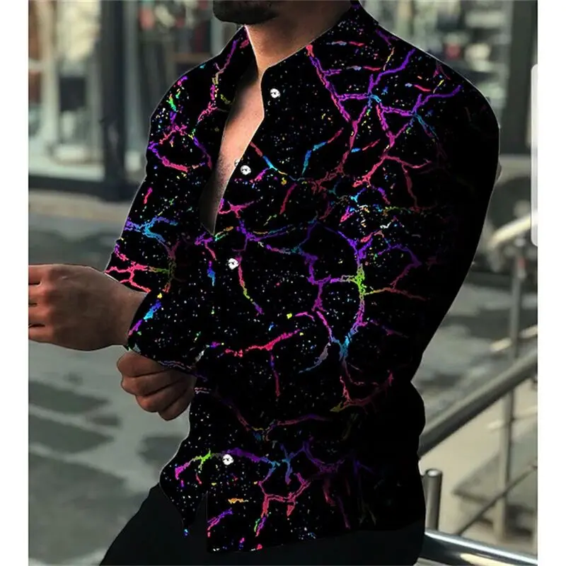 New high-end men\'s long-sleeved casual printed shirt for social events and luxurious fashion parties.