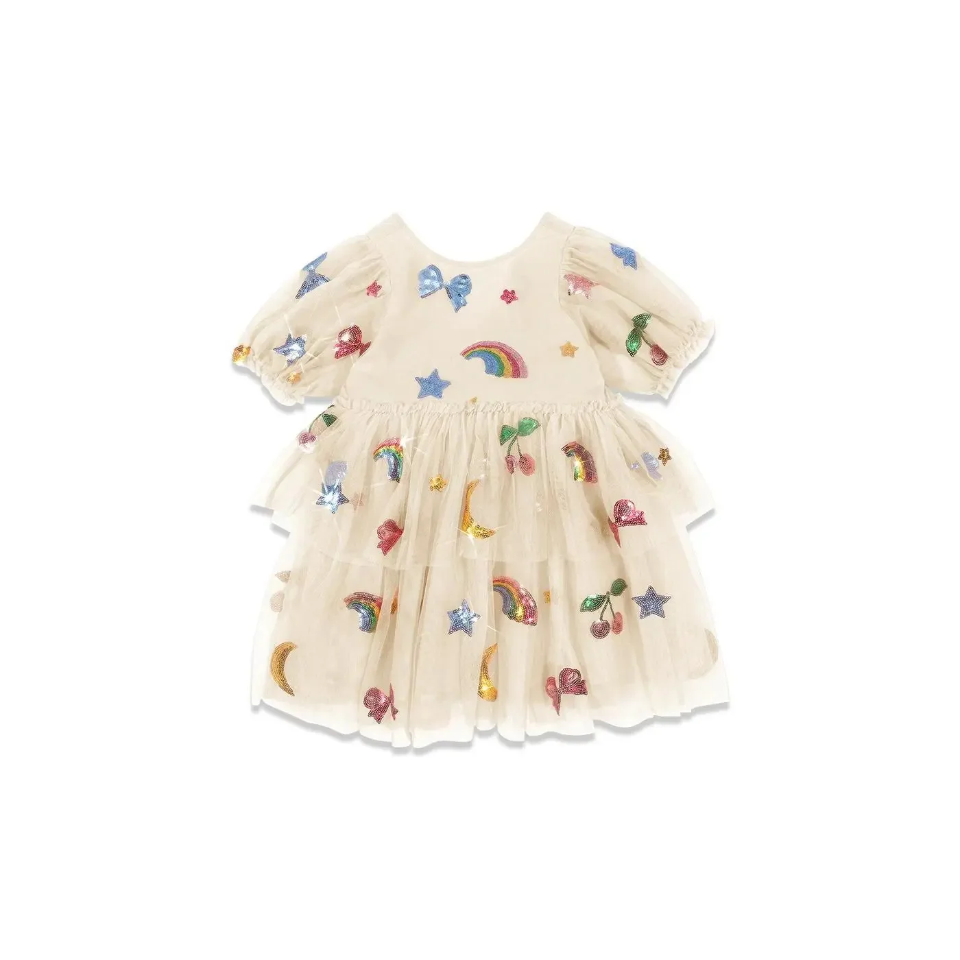 Girls\' Dress 2025 Summer Danish New Cute and Fashionable Bow Sequin Princess Style Girls\' Dress