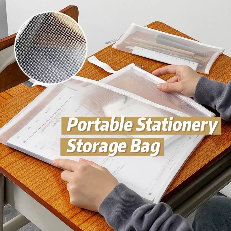 3-12 Transparent Document Storage Bag Building Block Puzzle Sub-package Bags Children Small Particle Mesh Zipper Toy Storage Bag