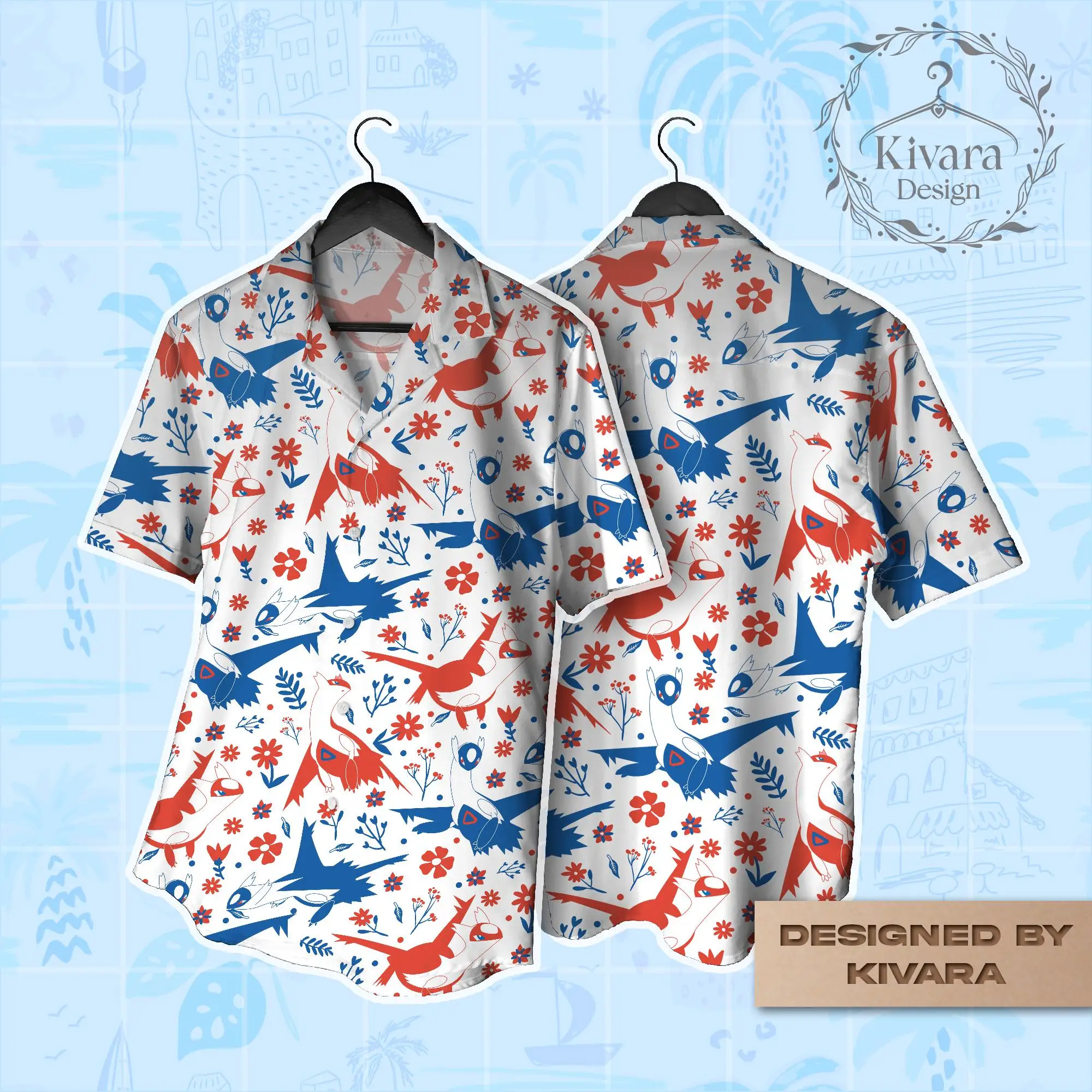 Latios Latias Hawaiihemd Pokémon Anime Grafik-T-Shirt Sommer Sport Herren-T-Shirt Kinderbekleidung T-Shirt Y2k Frau ﻿