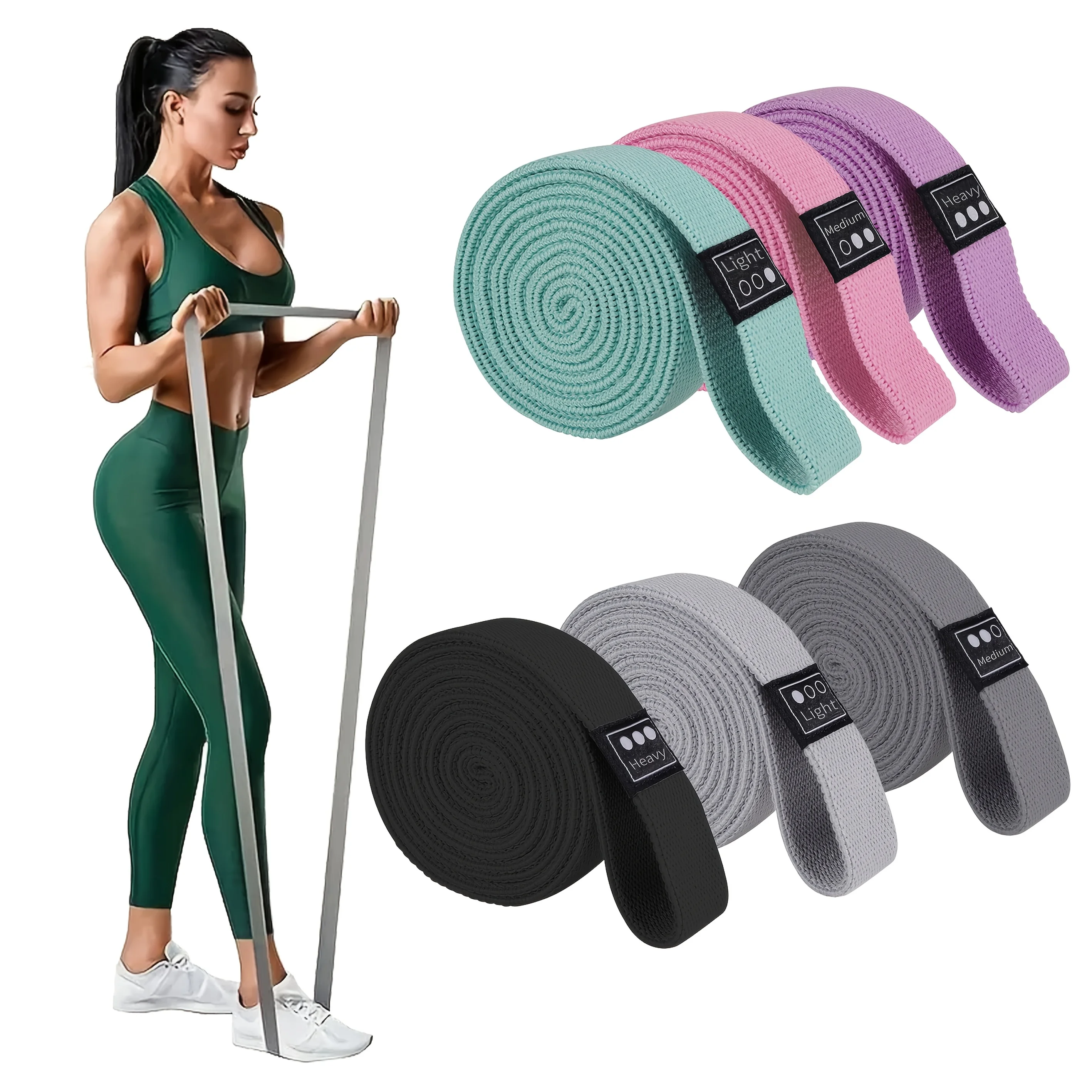 Fitness Resistance Bands - Knit Elastic Stretch Training Pulling Bands Resistance Levels for Yoga & Strength Training