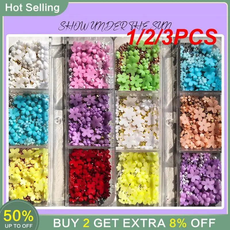 1/2/3PCS Fünf Blütenblatt Blume Nagel Kleine Stahlkugel Vielseitig Modische Charming Nail art Nagel Kleine Stahlkugel