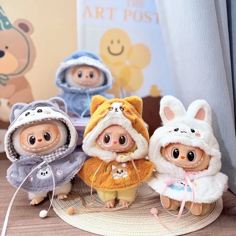 

15/17cm Doll Clothes Labubu Animal Shawl Corgi Whale Rabbit Cloak Plush Cotton Idol Doll Cosplay Diy Universal Accessory