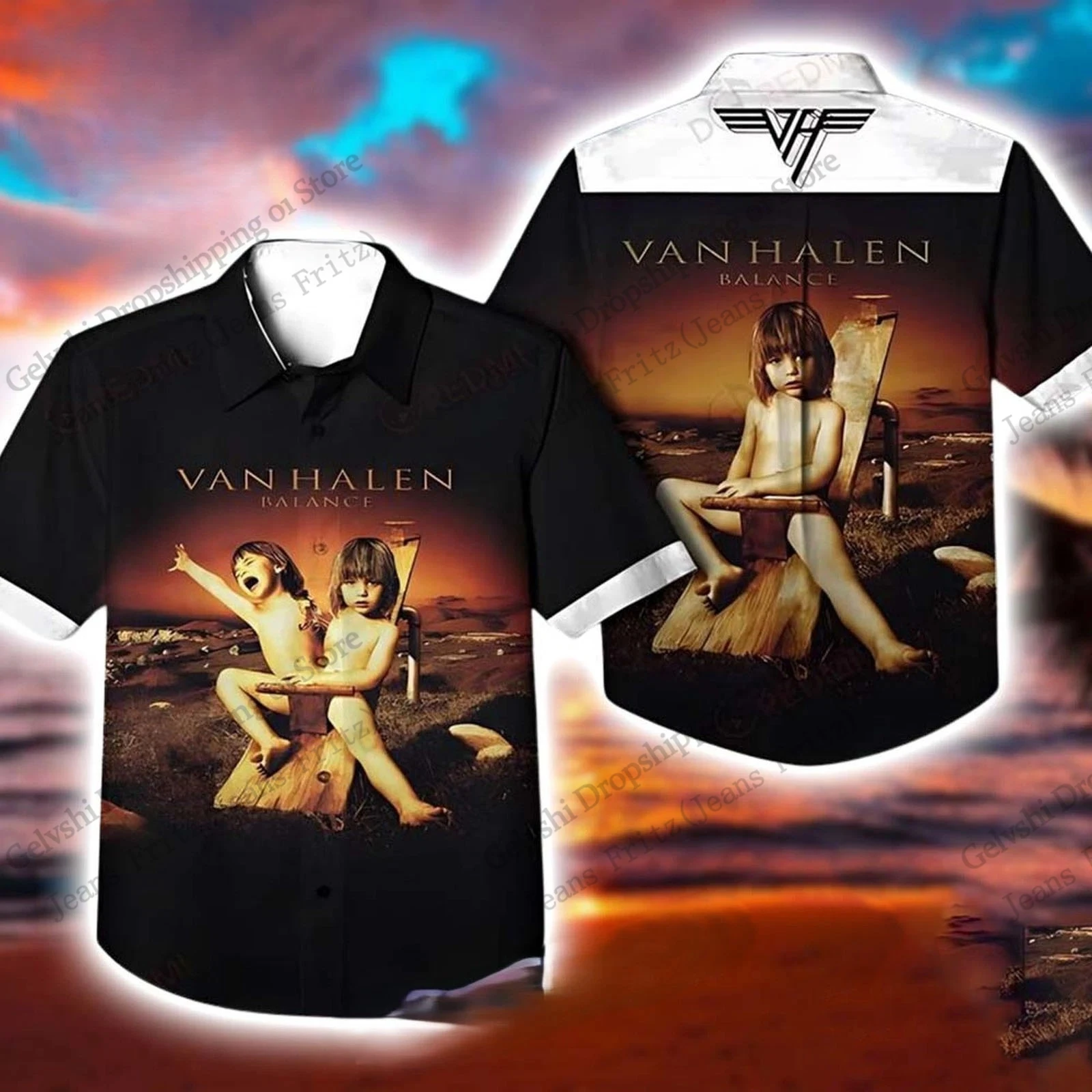 New Vintage Rock Band Van Halen Album Stampa 3D Camicia hawaiana Uomo Donna Moda Hip Hop Camicia a maniche corte Van Halen Tour Camicetta