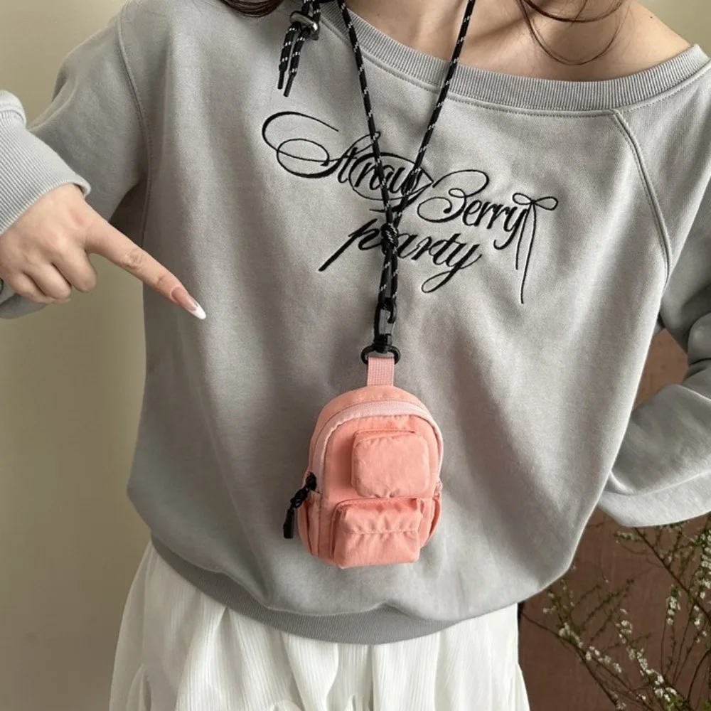 

Nylon Hanging Neck Coin Purse Korean Style Multifunction Lanyard Crossbody Bag Shoulder Bag Mini Wallet Lipstick Earphone Bag