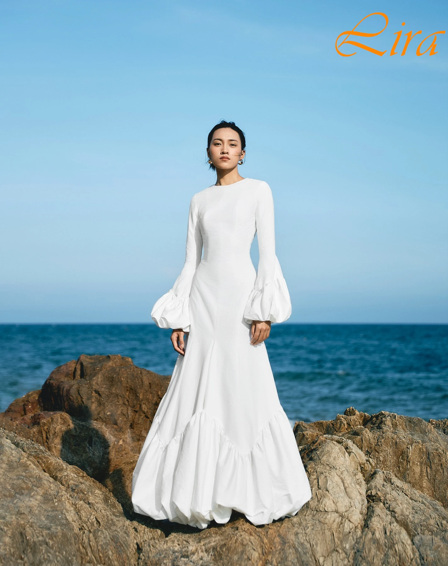 Abito da sera elegante a maniche lunghe girocollo a-line personalizzato Abiti da celebrità delicati Abito da festa formale moderno di alta qualità