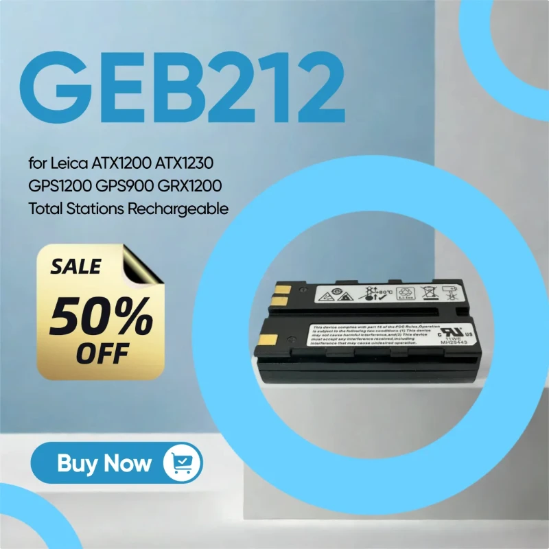 

4400mAh 7.4V GEB221 Li-ion Battery For Leica TS02 TS06 TS09 TPS1200 ATX1200 Series Surveying Total Station ​GPS Battery Black