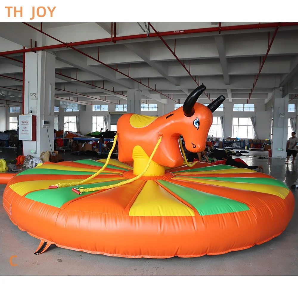 Barco aéreo rápido a puerta, juego de paseo de toro inflable humano, juego de rodeo de tracción inflable, juego de Carnaval de lucha de toro inflable