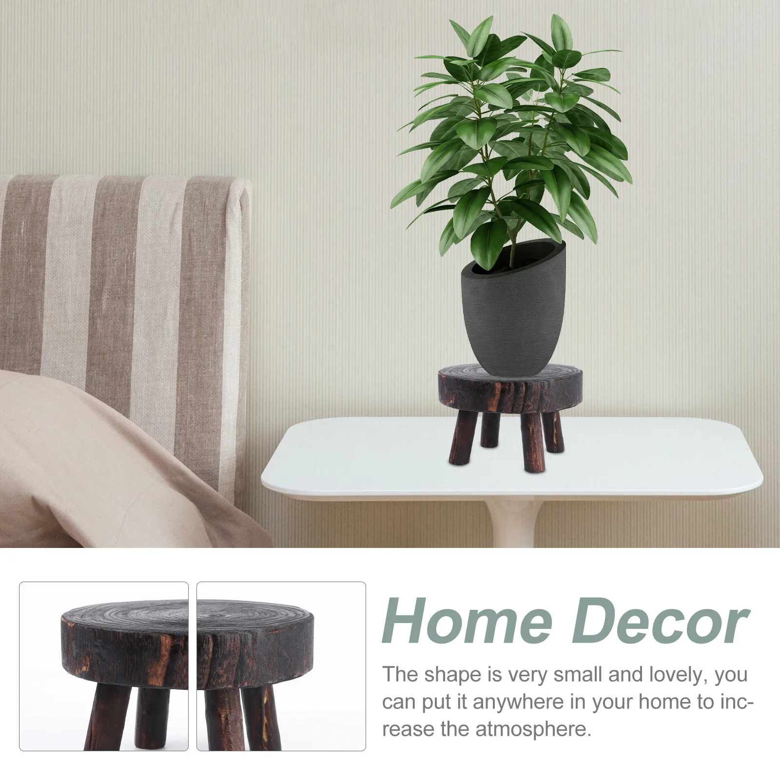 1Pcs Flowerpot Rack Solid Wood Modern Mini Flowerpot Holder Storage Stand for Home Office Desktop Decoration Elegant Flower Vase