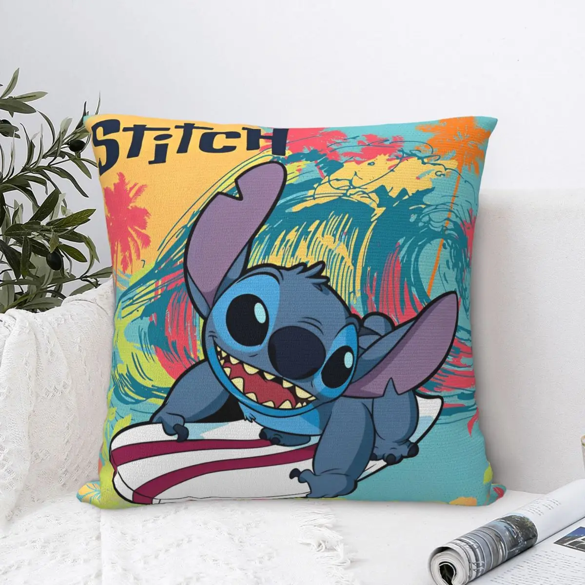 ليلو وستيتش 2024 كيس وسادة تصفح غطاء الوسادة مضحك البوليستر ديكور المخدة للمنزل 45x45 سنتيمتر #1