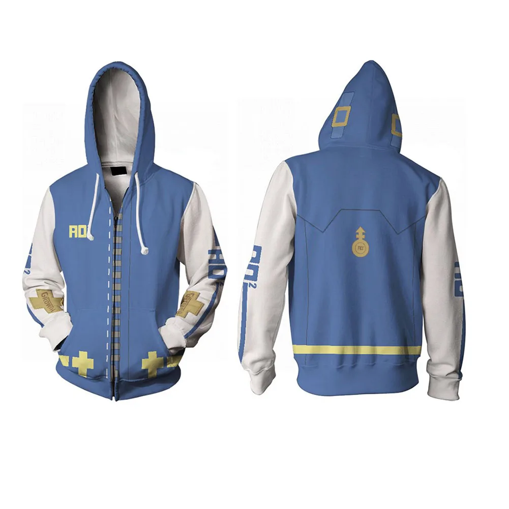 Guilty Gear Bridget-Sudadera con capucha para hombre y mujer, ropa de calle informal con estampado 3D, chaqueta con cremallera