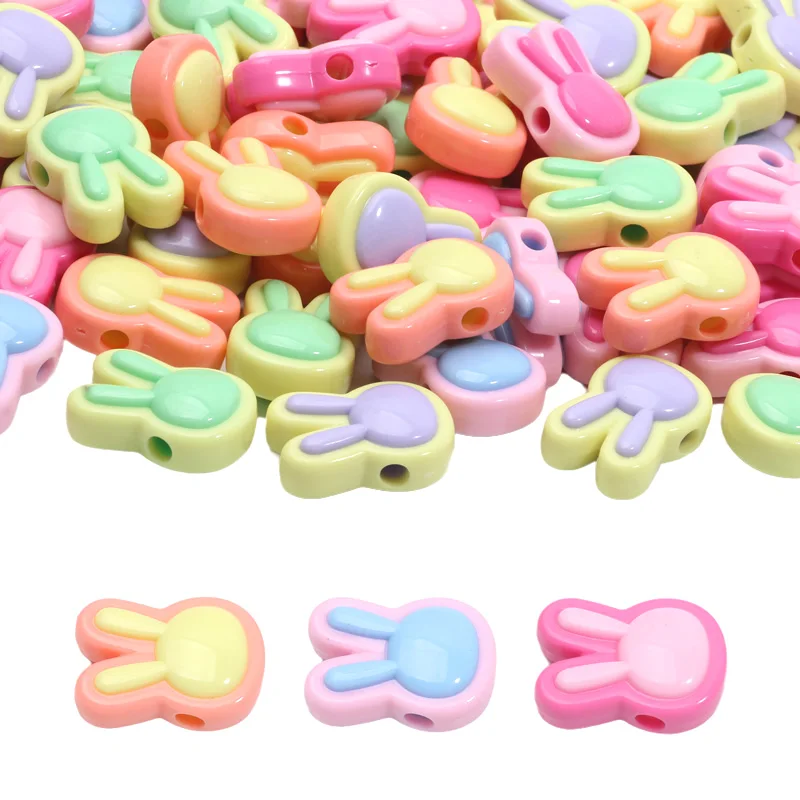 20pcs Candy Color Rabbit Beads Acrylic Loose Spacer Jewelry Beads For Handmade Making Bracelet Necklace Earring DIY Accessories