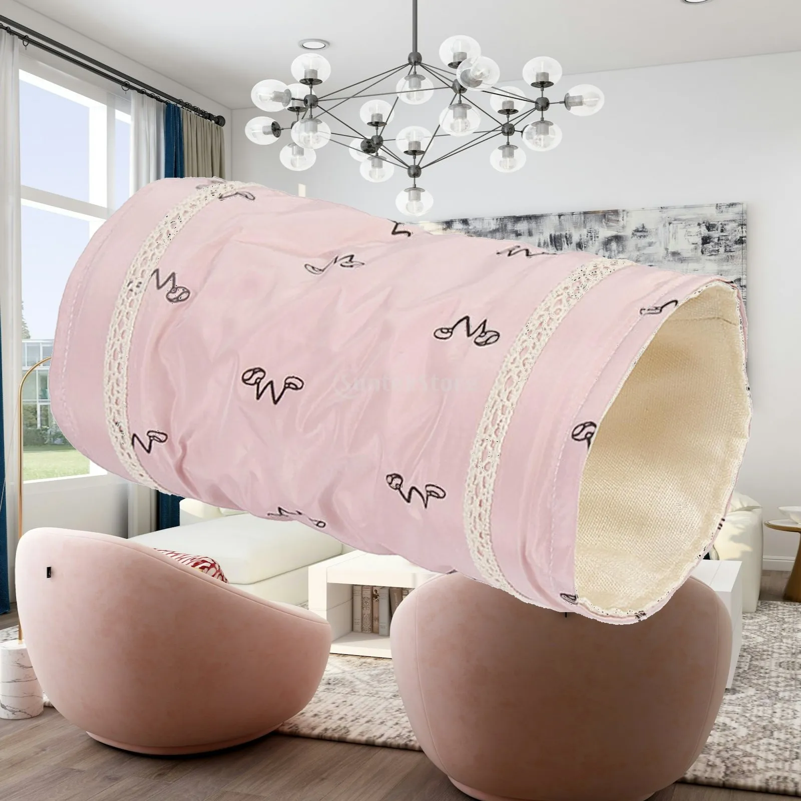 Tunnel pour animaux de compagnie, hamster, gerbille, lapin, cochon d'Inde, tunnel pliable jaune pour animaux