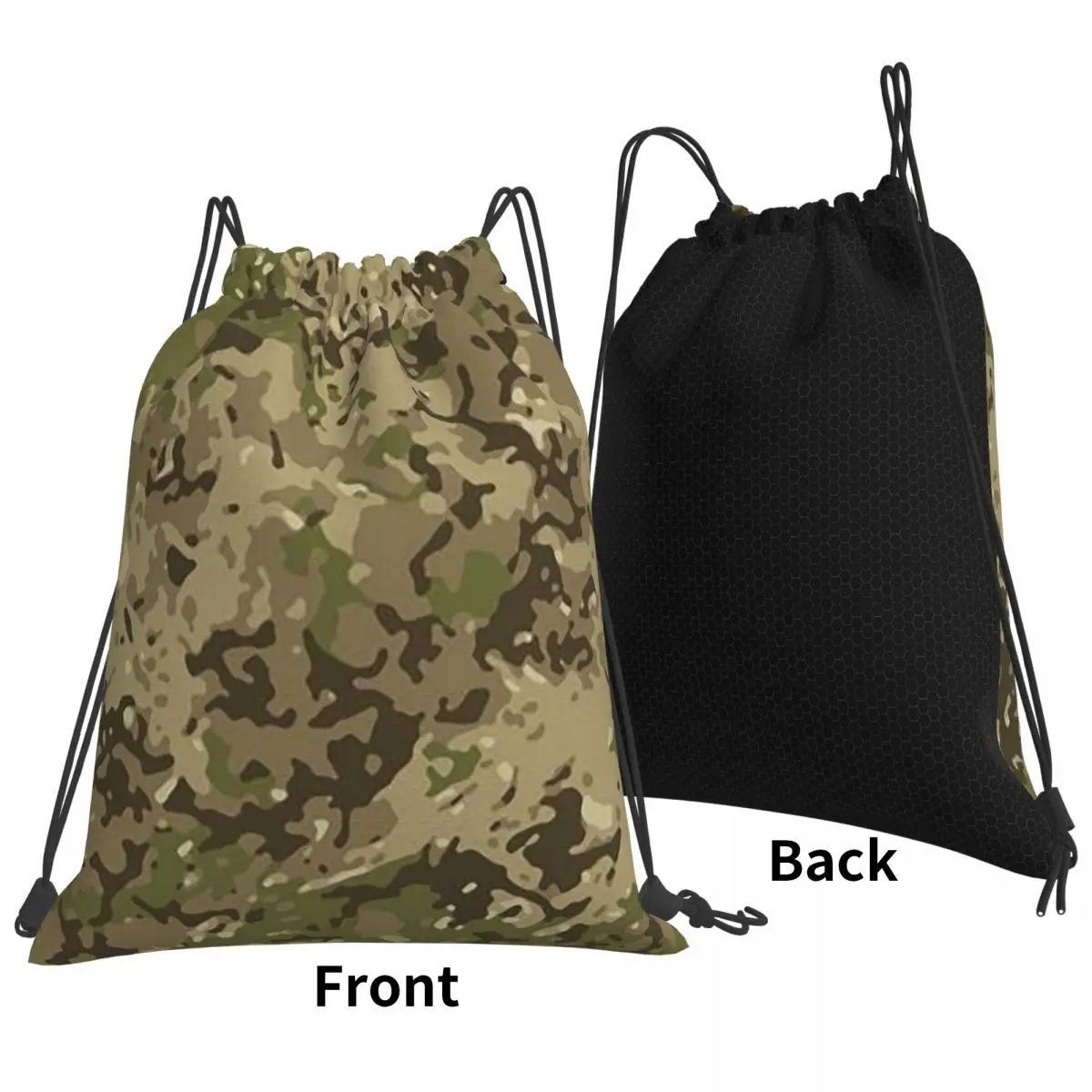 Military Trout Camo Backpacks Fashion Drawstring Bundle Pocket Sports Bag Book Bags for Man Woman Students