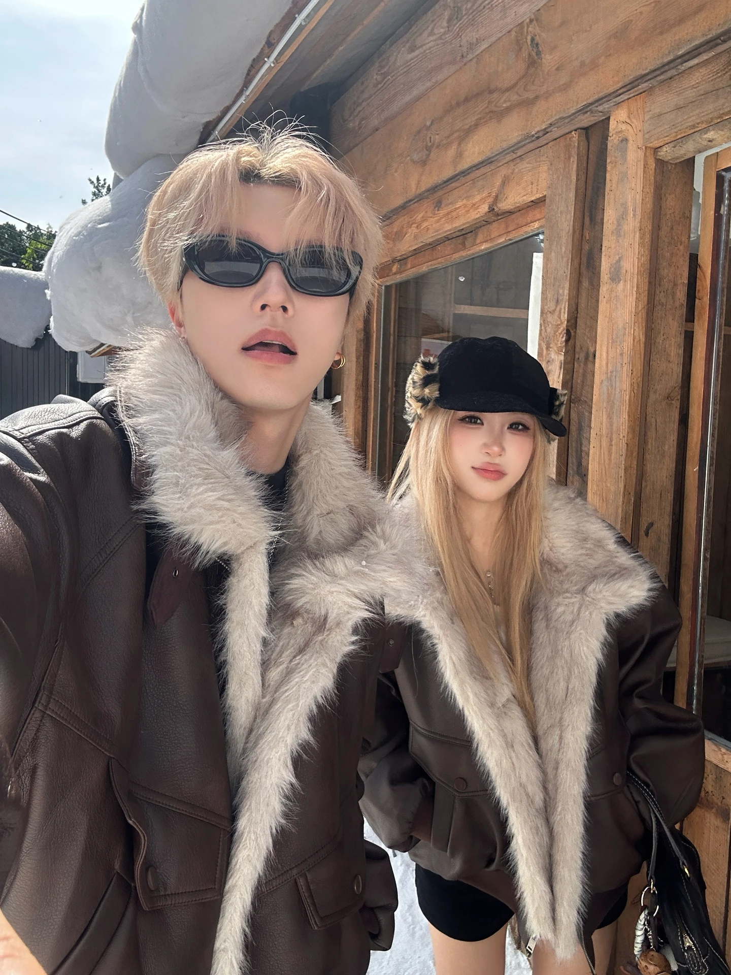 

Кожаное джато в стиле ретро с меховым воротником, хлопковое байкерское зимнее пальто для пар, молодежное повседневное модное пальто