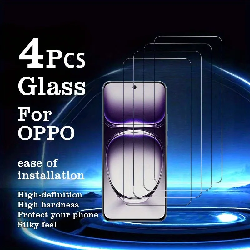 Protector de pantalla de vidrio templado HD, 4 Uds., para OPPO Reno y Find Series Reno 14 13 12 Pro Find X8 X7 X6 X5 Ultra find N5 N3 2 flip