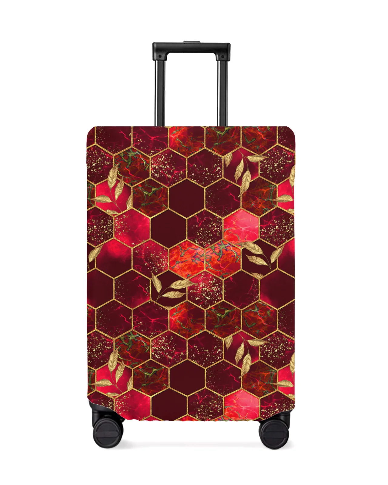 

Marble Honeycomb Texture Red Luggage Cover Stretch Suitcase Protector Baggage Dust Cover for 18-32 Inch Travel Suitcase Case