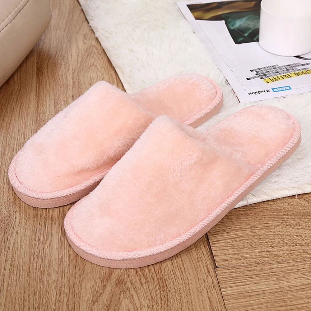 Men's Solid Colour Home Slippers Indoor Warm Thin Velvet Non Slip Slippers Comfortable Breathable Cotton Half Drag Slippers