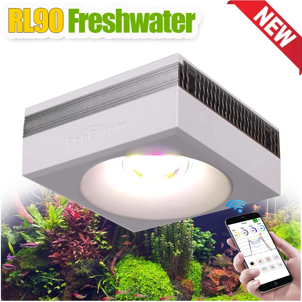 PopBloom Professionele Aquarielamp voor Geplante Aquaria 100W, Zoetwateraquarielamp voor 60CM 24" Zoetwater, Geplante Visbaklamp